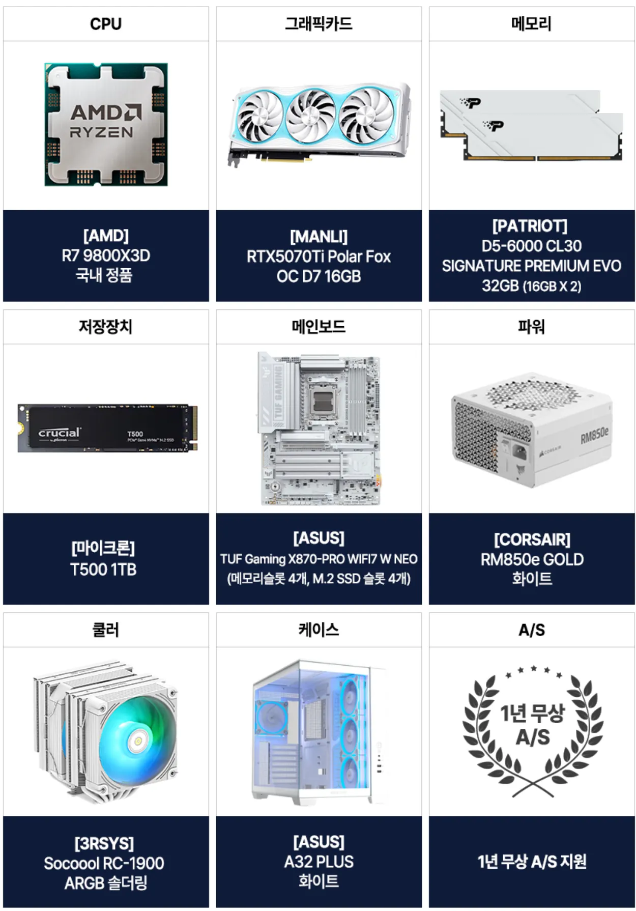 화이트완본 983D + 5070TI + 32GB + 1TB